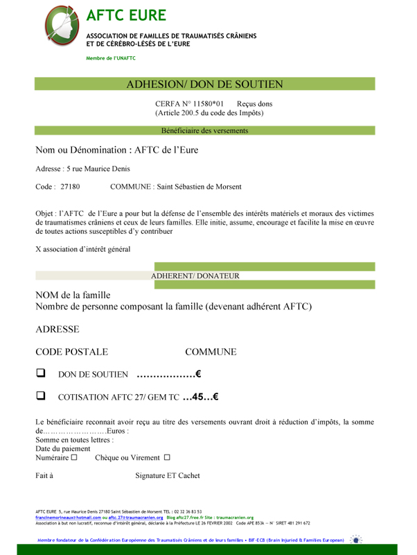 Bulletin d'adhesion