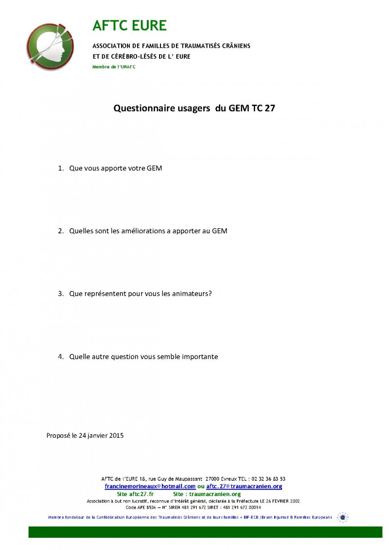 Questionnaire GEM